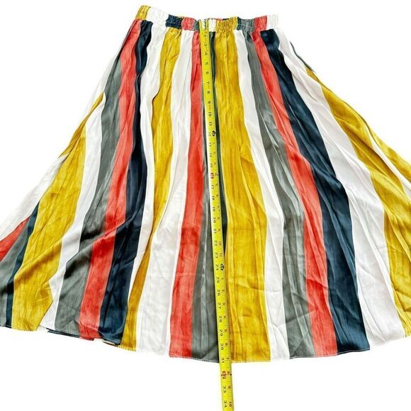 Downeast Striped Multicolor Skirt Midi Polyester Lined Size Medium Retro - Picture 4 of 9